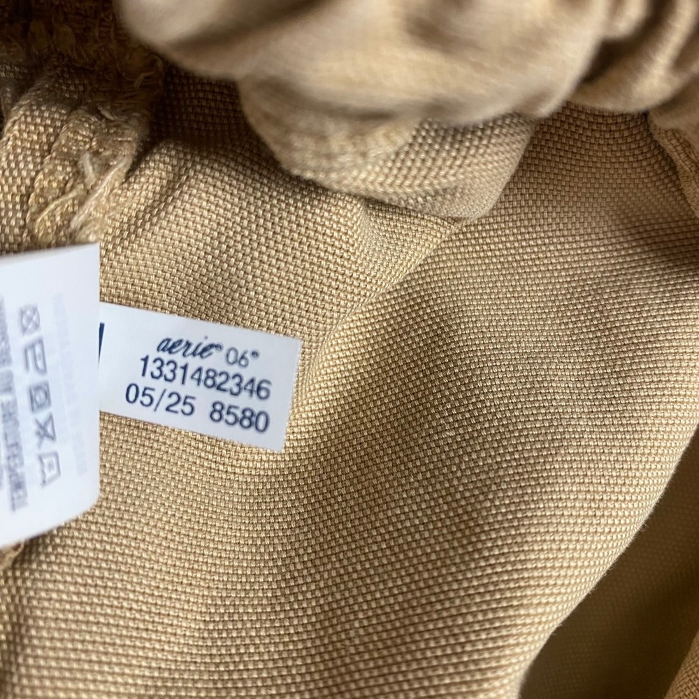 Aerie Carpenter Baggy Wide Leg Elastic Waist Utility Pants Womens Large Tan - Picture 8 of 12